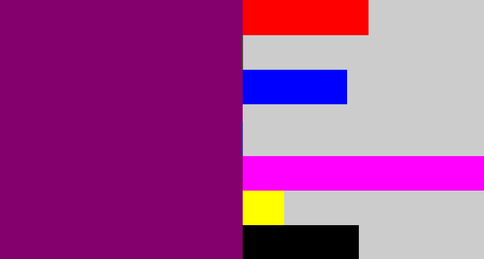 Hex color #84006d - red violet