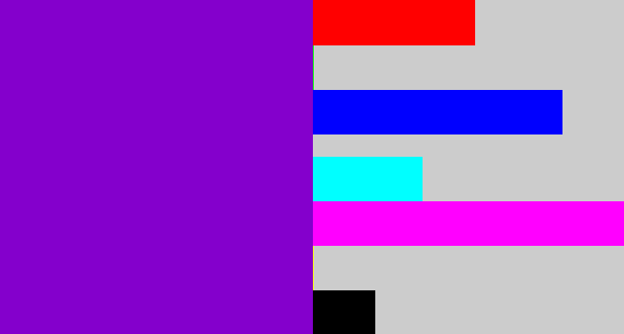 Hex color #8400cc - violet