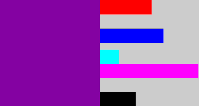 Hex color #8401a2 - barney purple