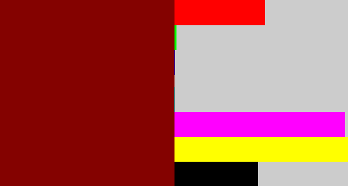 Hex color #840200 - dark red