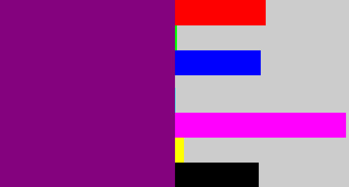 Hex color #84027d - darkish purple