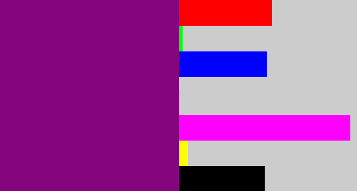 Hex color #84057e - darkish purple