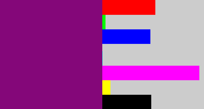 Hex color #840779 - darkish purple