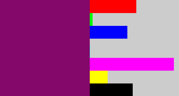 Hex color #84086a - darkish purple