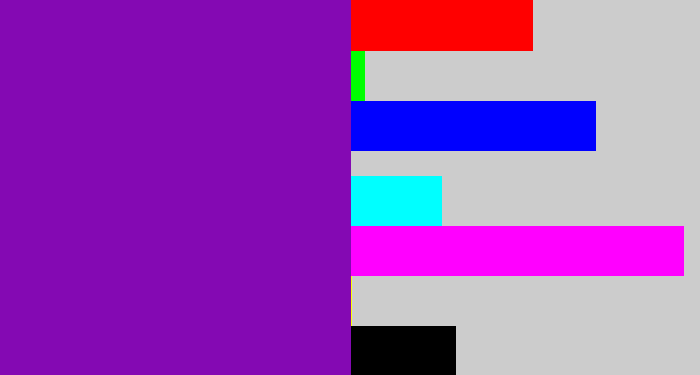 Hex color #8409b3 - purple