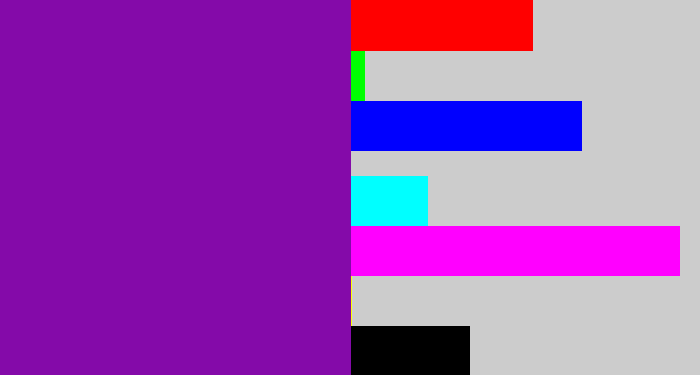 Hex color #840aa9 - purple
