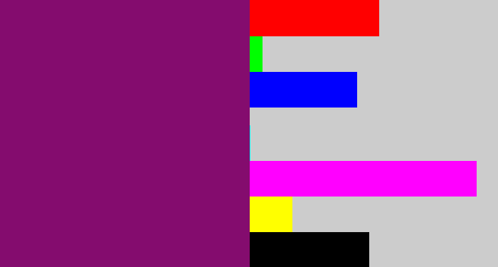 Hex color #840c6e - darkish purple