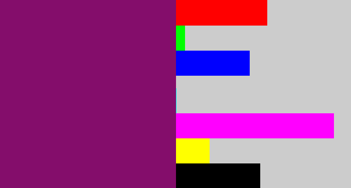 Hex color #840d6b - darkish purple