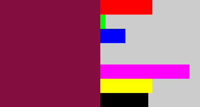 Hex color #840e3f - red purple