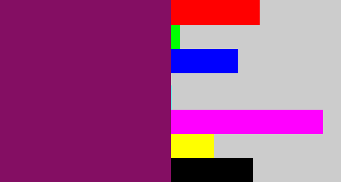 Hex color #840e63 - reddish purple