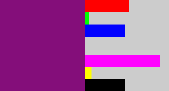 Hex color #840e7a - darkish purple