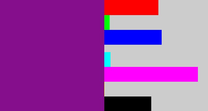 Hex color #840e8c - purple