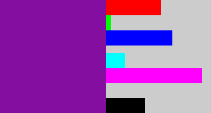 Hex color #840ea0 - purple