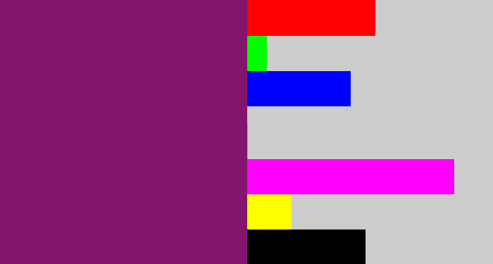 Hex color #84156c - darkish purple