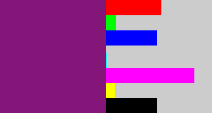 Hex color #84167a - darkish purple