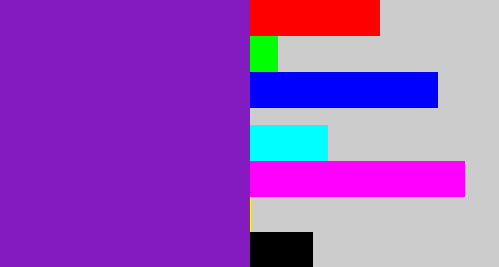Hex color #841bc0 - purple