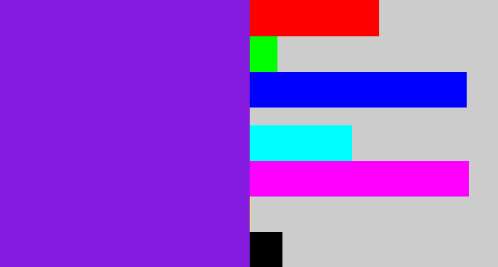 Hex color #841bde - violet