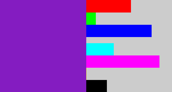 Hex color #841cc1 - purple
