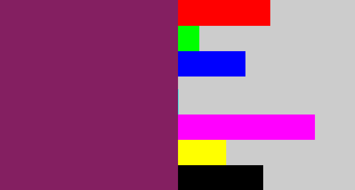 Hex color #841f61 - darkish purple