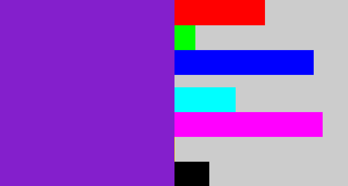 Hex color #841fcc - purple/blue