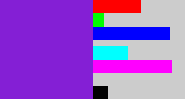 Hex color #841fd5 - violet