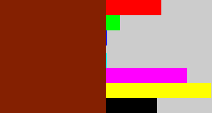 Hex color #842001 - reddish brown