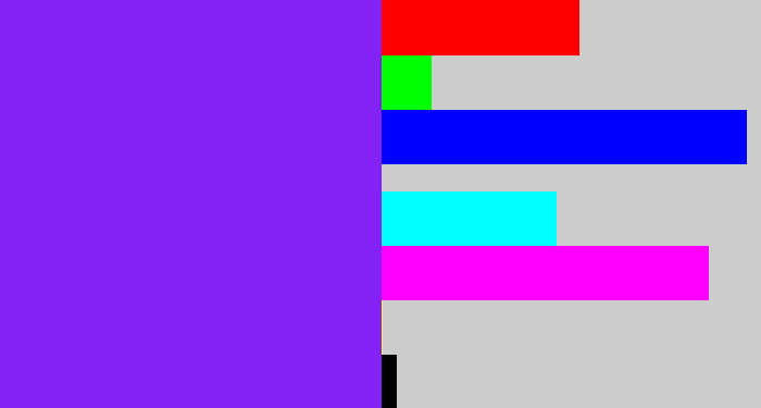 Hex color #8421f4 - violet