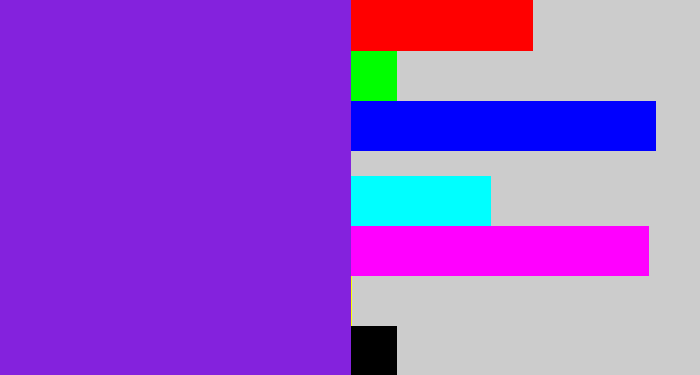 Hex color #8422dd - violet