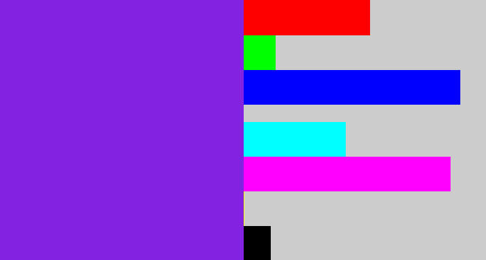 Hex color #8422e2 - violet