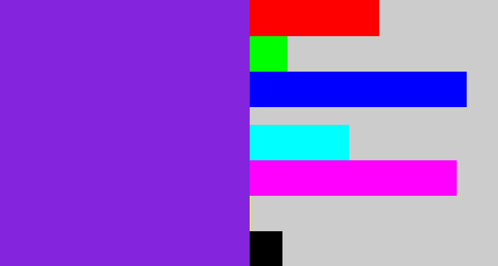 Hex color #8425dd - bluish purple