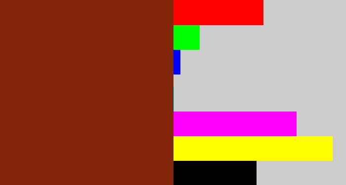 Hex color #84260a - reddish brown