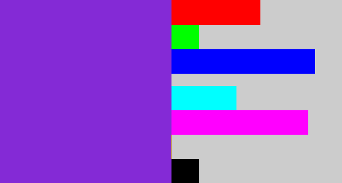 Hex color #842ad6 - bluish purple