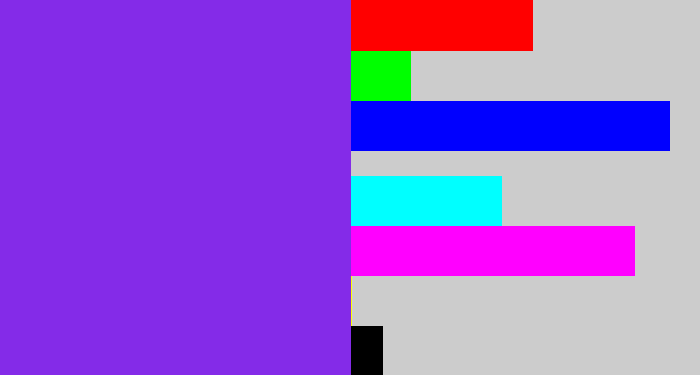 Hex color #842be8 - bluish purple