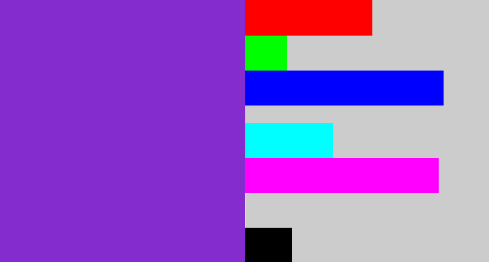 Hex color #842cce - bluish purple
