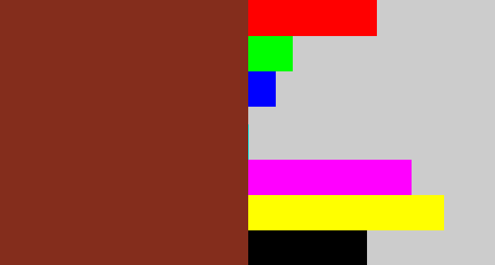 Hex color #842d1c - red brown