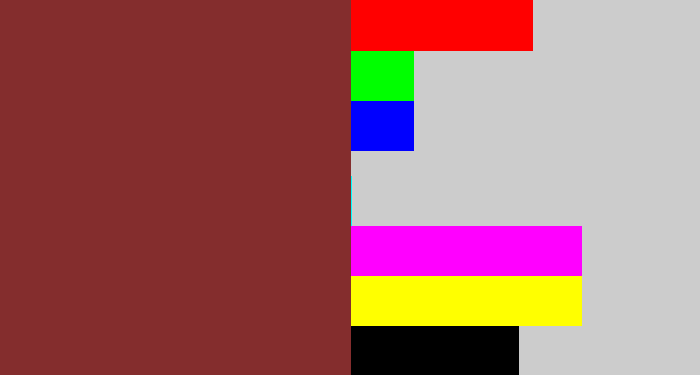 Hex color #842d2d - red brown