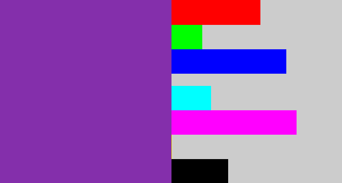 Hex color #842fab - purple