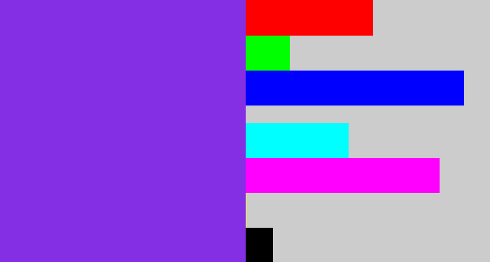 Hex color #842fe3 - bluish purple