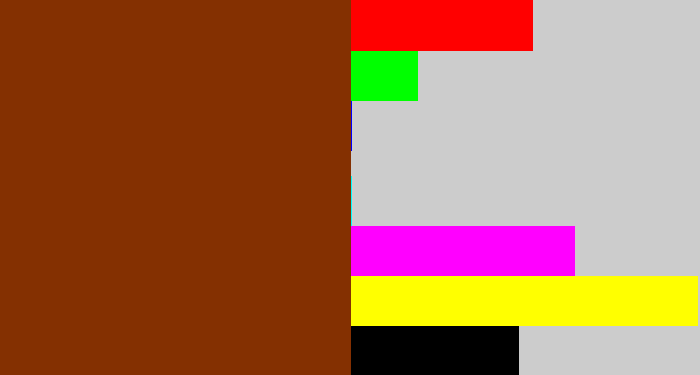 Hex color #843001 - rust brown