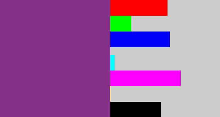 Hex color #84318a - warm purple