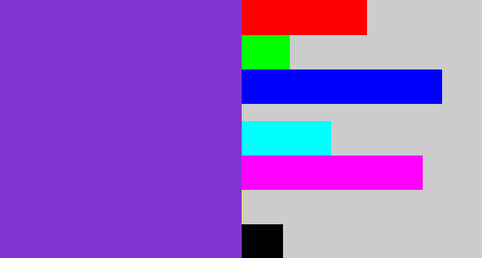 Hex color #8434d3 - bluish purple