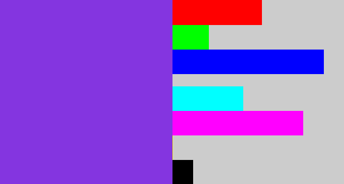 Hex color #8435e0 - bluish purple