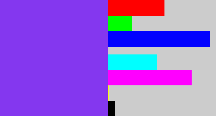 Hex color #8437ef - bluish purple