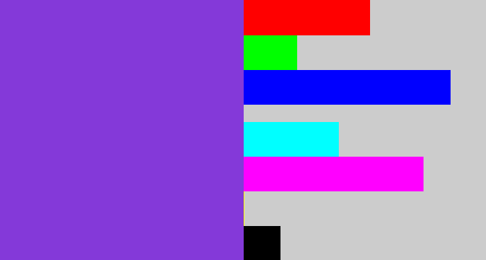 Hex color #8439d9 - bluish purple