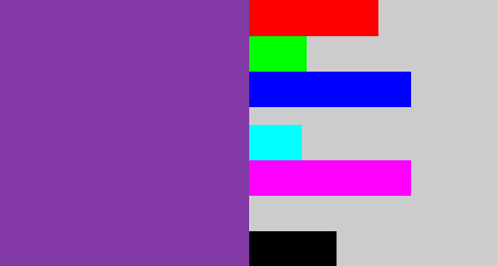 Hex color #843aa7 - purply
