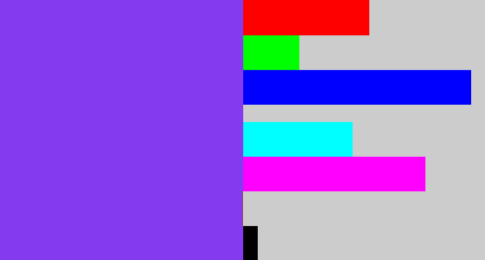 Hex color #843bf0 - bluish purple