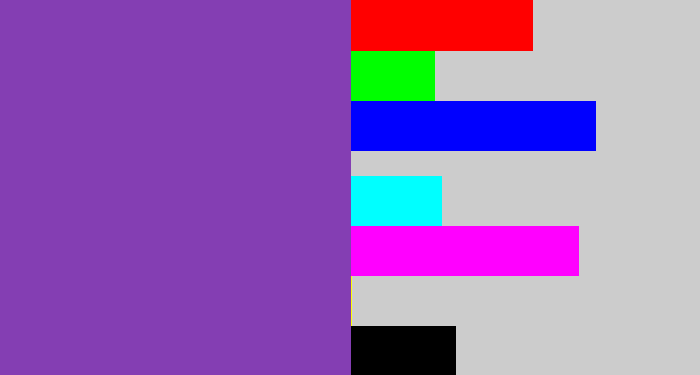 Hex color #843eb3 - purply