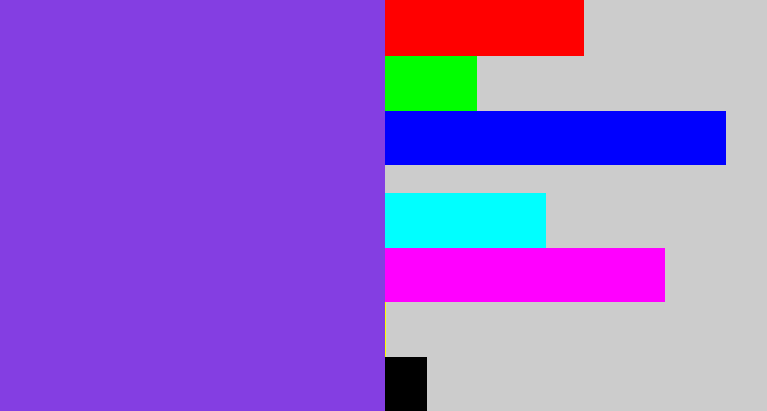 Hex color #843ee2 - bluish purple