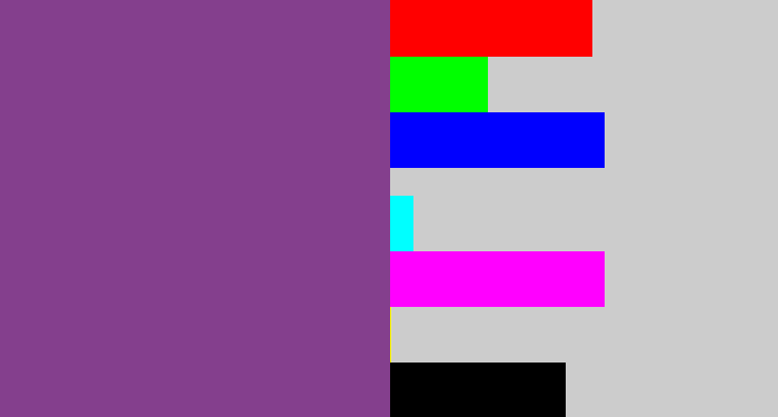 Hex color #843f8d - light eggplant