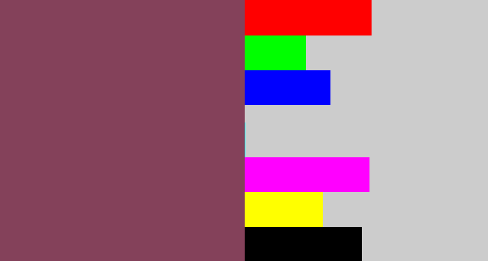 Hex color #84415a - dark mauve